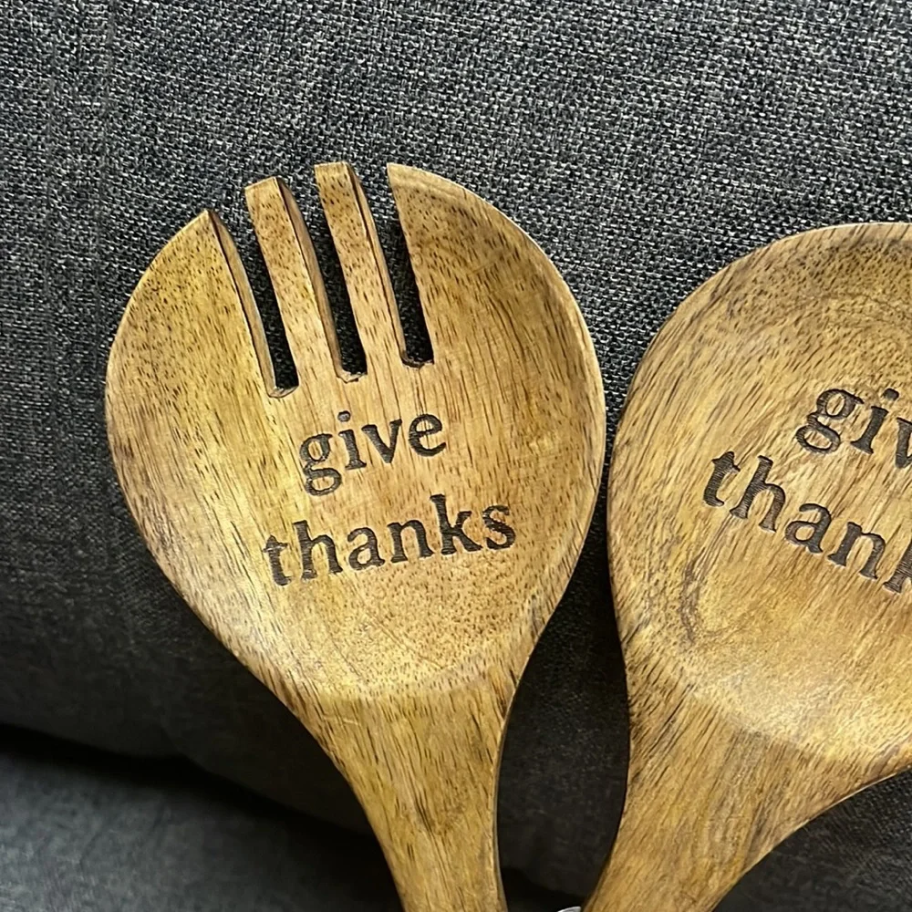 Mud Pie Check Server Utensil Set- Give Thanks